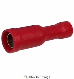  22-16 AWG (Red) 0.157 Vinyl Insulated Electrical Wiring Bullet Receptacle - 500 PIECES