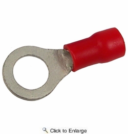  22-16 AWG(Red) Flared Vinyl Insulated 1/4 Ring Terminals 1000 PIECES