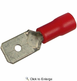 22-16 AWG(Red) Flared Vinyl Insulated 0.110 Male Tab Quick Connect Connector 10 PIECES
