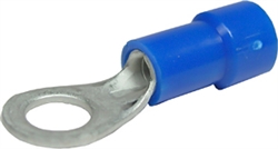 BLUE 16-14AWG 1/4 RING TERMINAL CONNECTOR, VINYL INSULATED 3 PIECES