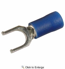 16-14 AWG(Blue) Flared Vinyl Insulated #10 Flanged Spade Terminals 1000 PIECES