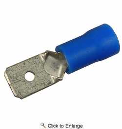 16-14 AWG(Blue) Flared Vinyl Insulated 0.110 Male Tab Quick Connect Terminal  10 PIECES