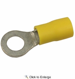 12-10 AWG(Yellow) Flared Vinyl Insulated 1/4 Ring Terminals 100 PIECES