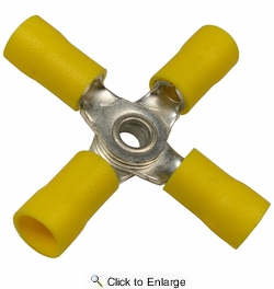 12-10 AWG(Yellow) Flared Vinyl Insulated 4-Way Connectors 5 PIECES
