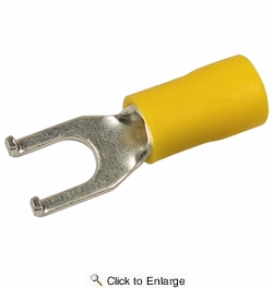  12-10 AWG(Yellow) Flared Vinyl Insulated #8 Flanged Spade Terminals 500 PIECES