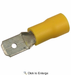  12-10 AWG(Yellow) Flared Vinyl Insulated 0.250 Male Tab Quick Connect Terminal 500 PIECES
