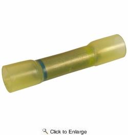  12-10 AWG to 16-14 AWG Yellow with Blue Stripe Step Down Heat Shrink Butt Connectors 1000 PIECES