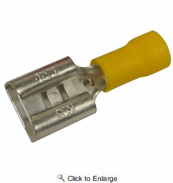 12-10 AWG(Yellow) Flared Vinyl Insulated 0.375 Tab Female Quick Connect for Volkswagon 500 PIECES