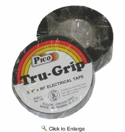  3/4 x 60' Black Tru-Grip All Weather Vinyl Electrical Wiring Tape 200 ROLLS