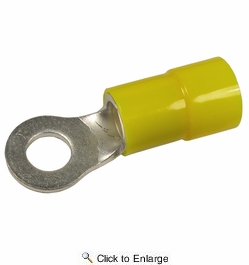  4 AWG (Yellow) Battery Cable Flared Vinyl Insulated 1/4 Brazed Lug Ring / Eye Terminals 10 PIECES