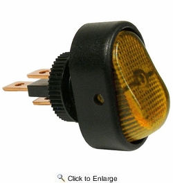  12 Volt 25 Amp On-Off Amber Illuminated Oval Rocker Switch 1 PIECE