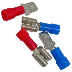 assorted sizes of red 16-22 AWG, blue 14-16 AWG, and yellow 10-12 AWG female/male spade connectors 5 PIECES