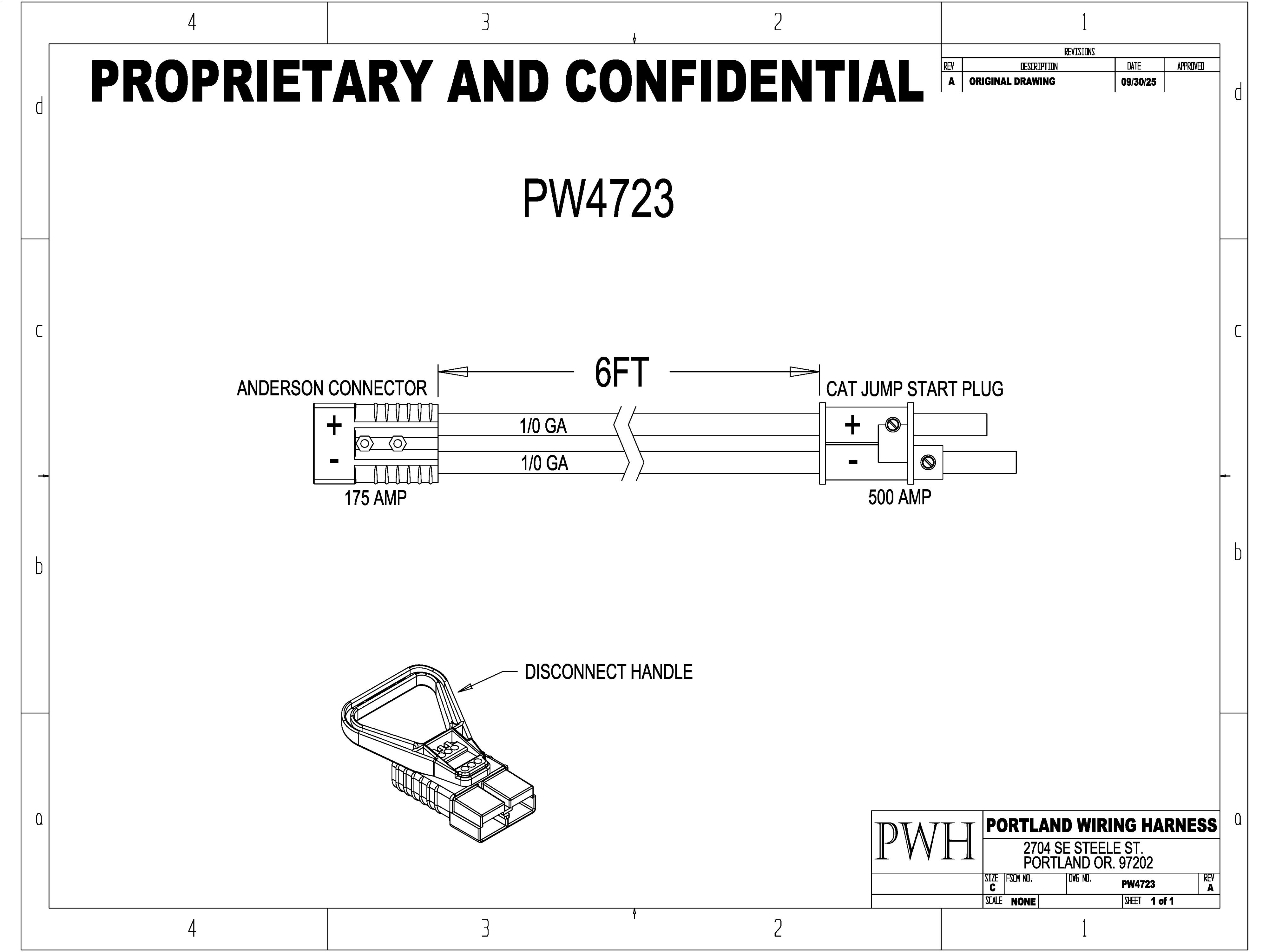 Jumper Cable - Anderson 175 AMP to CAT - 1/0 gauge - 6' long - KW200R1