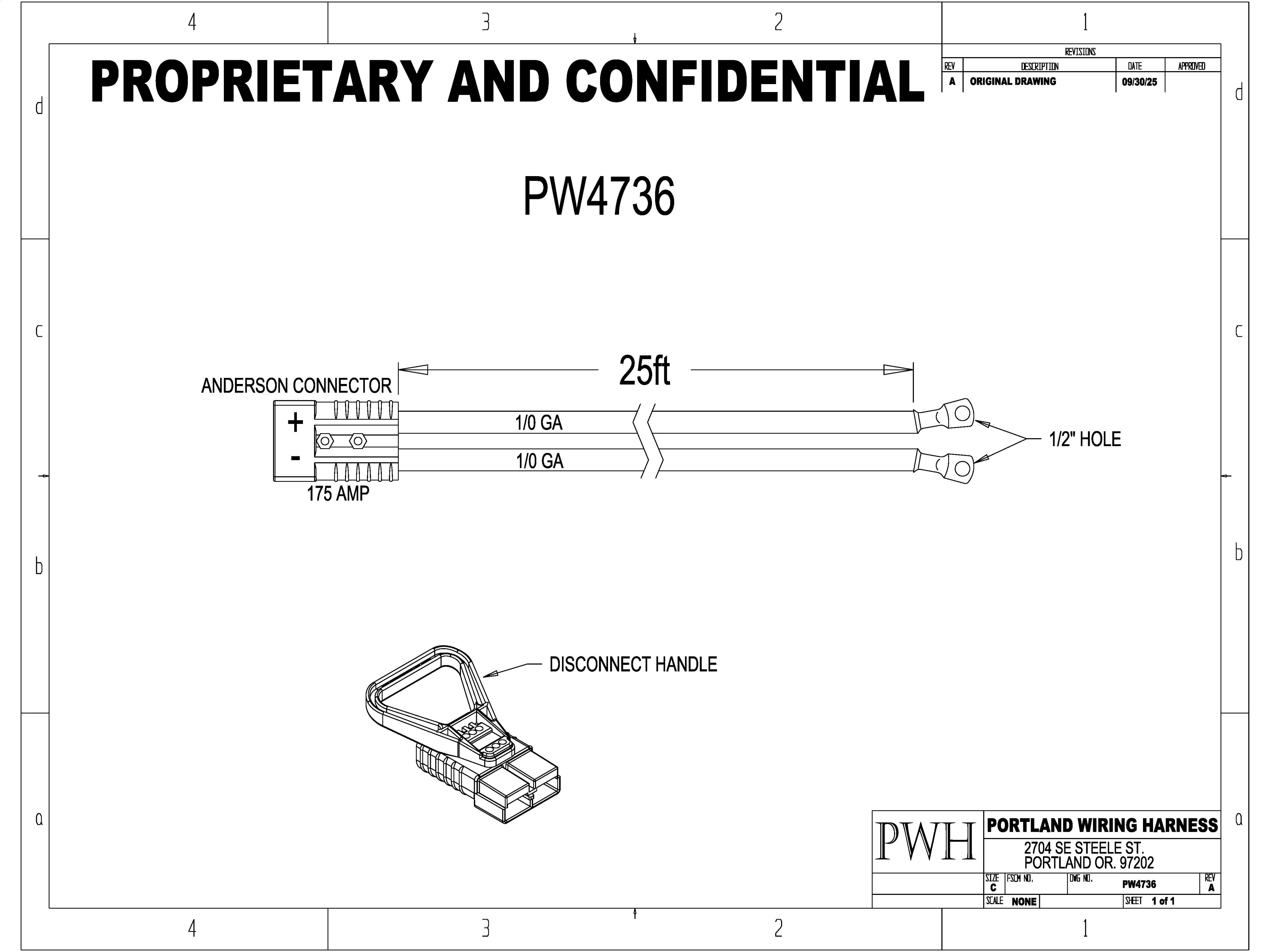 Jumper Cable - 1/0 gauge - 25' - KW600R1