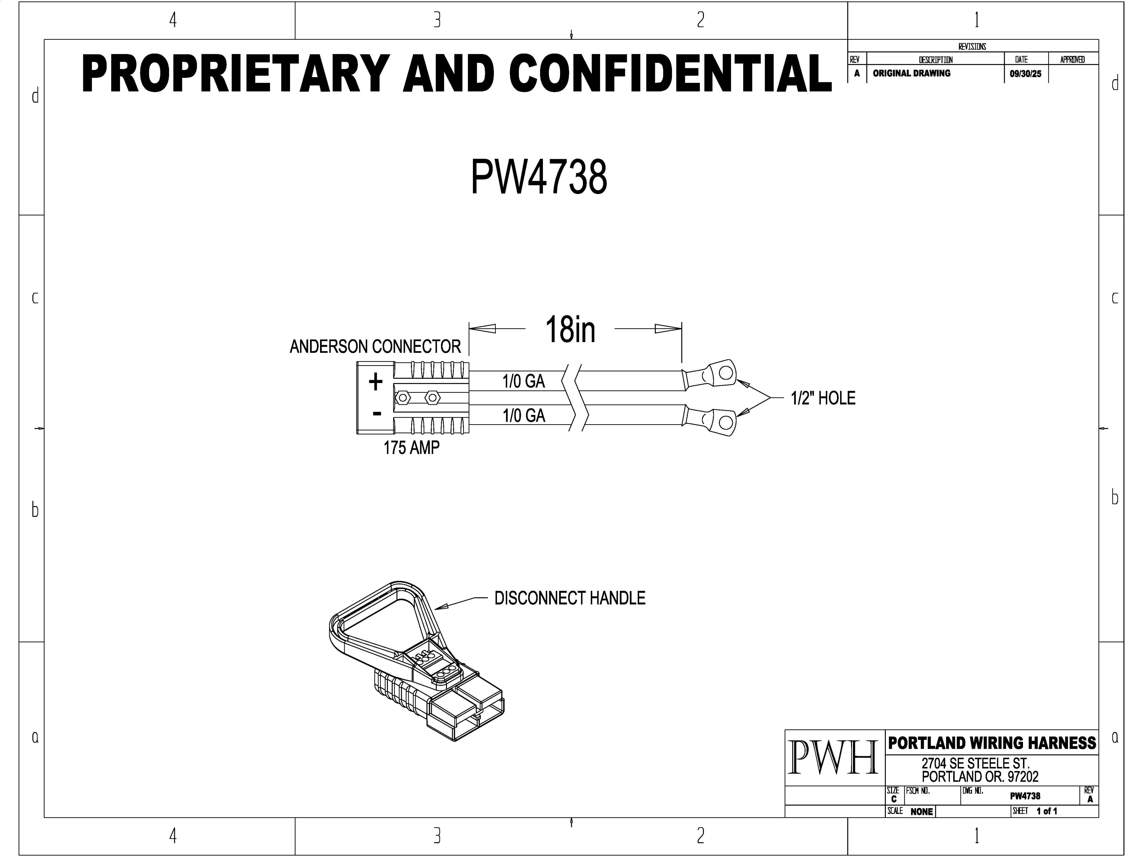 Jumper Cable - Anderson 175 AMP to 1/2 lug - 1/0 gauge - KW500R1