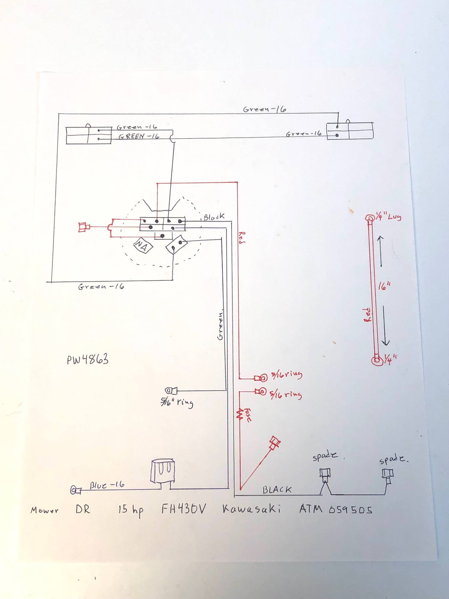 Wiring harness DR Walk behind mower, 15hp FH430V Kawasaki ATM 059505